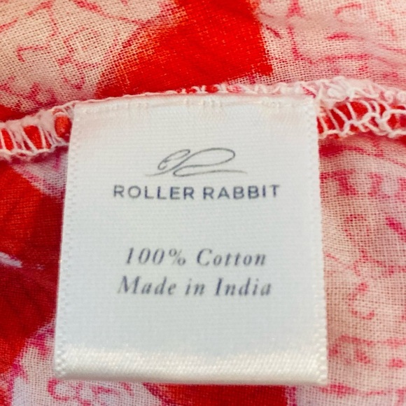 Roller Rabbit Jemina Kurta red and pink print 3/4 length sleeve tunic top. Small - Picture 7 of 7